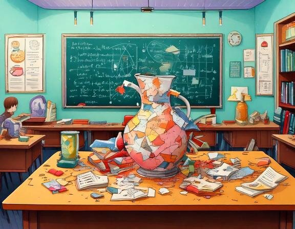 Firefly 教室の机の上の割れた花瓶のイラスト 35137.jpg